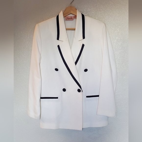 Jaclyn Smith White & Black Blazer Professional Tailored Suit Jacket Size 6 - Picture 1 of 4